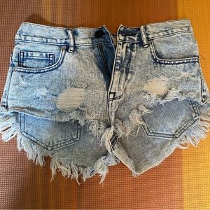 Acid Washed Cut-Off Jean Shorts, Size 3.